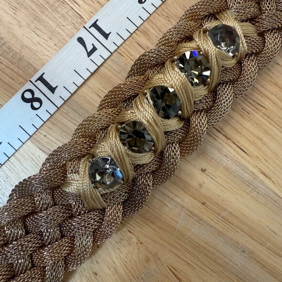 Braided Gold-Tone Magnetic Bracelet With Clear Crystal Accents Banana Republic - Picture 12 of 13
